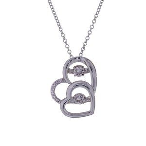 Sterling Silver Heart Diamond Pendant with Chain